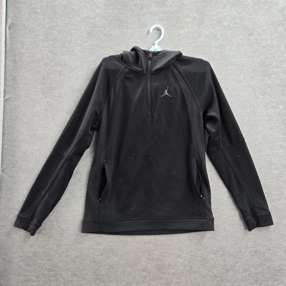 Air Jordan Men Sweatshirt S Black Jumpman Logo Activewear Statement 1/2 Zip